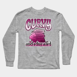 Curvy and educated, pile of pink books Long Sleeve T-Shirt